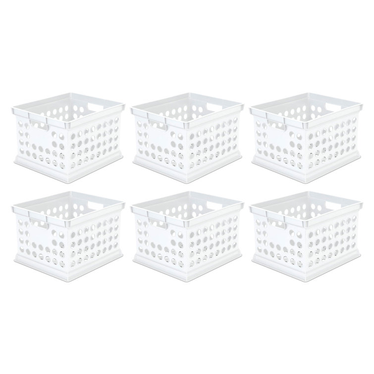 Sterilite Stackable Plastic Storage Open Crate Bin Organizer Box, White